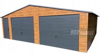 GARAŻ BLASZANY 8m x 7m dwuspad - 2x Brama uchylna + drzwi - antracyt - drewnopodobny BOX91 8x7