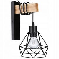 KINKIET LED DREWNO CZARNY E27 LAMPA ŚCIENNA WISZĄCA 50W