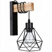 KINKIET LED DREWNO CZARNY E27 LAMPA ŚCIENNA WISZĄCA 50W