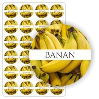 NAKLEJKI arkusz naklejek samoprzylepne kolorowe BANAN słoiki sok 5cm