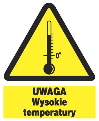ZOO-50 UWAGA wysokie temperatury ZNAK TABLICA BHP zdjęcie 2