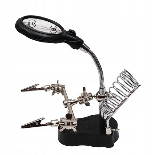 Trzecia Ręka Zestaw Do Lutowania Uchwyt Lupa + Led na Arena.pl