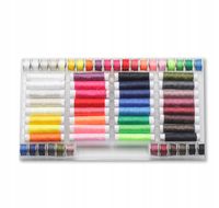 Zestaw krawiecki nici szpulki Łucznik mix kolorów etui 64 elementy