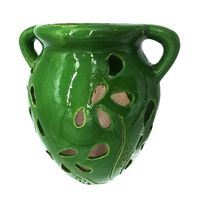 Doniczka Ceramiczna Zielona Ażurowa 15x18x20 cm Rękodzieło