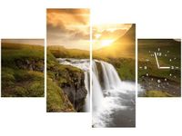 120CM 80CM ZEGAR 4 ELEM ISLANDZKI KRAJOBRAZ OBRAZ ŚCIENNY