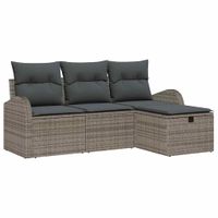 Zestaw Sof na Ogród 4 pcs Szary 179 x 117 x 85 cm Polirattan