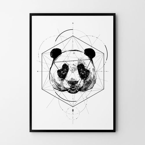 Plakat portret panda geometria 21x29,7 cm A4 na Arena.pl