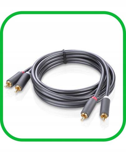 Kabel Przewód Audio Wtyk 2x RCA do 2xRCA Chinch STEREO 5M Pozłacany na Arena.pl