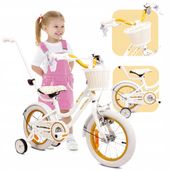 Rowerek 14 cali dla dziewczynki dziecięcy Pchacz Kółka boczne Koszyk