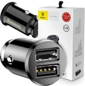 BASEUS MINI ŁADOWARKA SAMOCHODOWA 2x USB LED