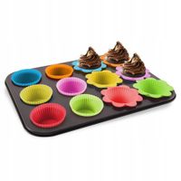 Forma DO MUFFINEK foremka silikonowa blacha 12szt babeczki muffiny zestaw
