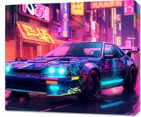 Obraz 70x60cm Nocny Rajd w Neo-Tokio