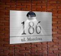 TABLICZKA ADRESOWA oświetlona lampka numer domu 40x30 SREBRNA aluminiowa