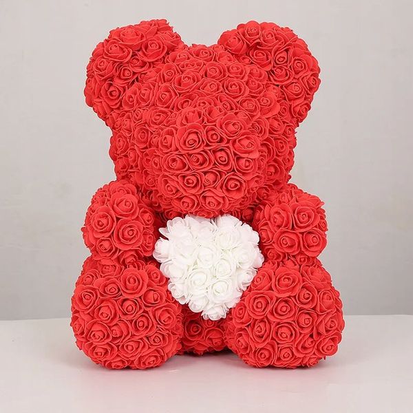 CZERWONY MIŚ Z BIAŁYM SERCEM 40cm + PŁATKI + BOX zdjęcie 2