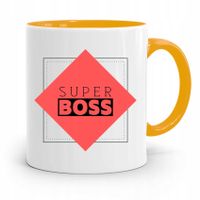 Kubek Żółty Prezent Dla Super Szefa Super Boss Z Nadrukiem Ze Zdjęciem