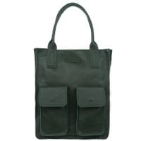 VERA PELLE torebka skórzana shopper na ramię z kieszeniami V516 c.zielona