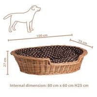 POPPY OWALNE WIKLINOWE LEGOWISKO DLA ZWIERZĄT KOSZ DLA PSA 100X75 H27 / ROZMIAR WEWNĘTRZNY 80X60 H25 CM