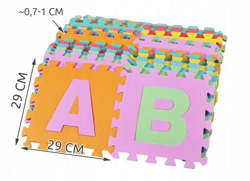 DUŻE PUZZLE EDUKACYJNE PIANKOWE DLA DZIECI CYFRY I LITERY MATA 36 ELEMENTÓW na Arena.pl