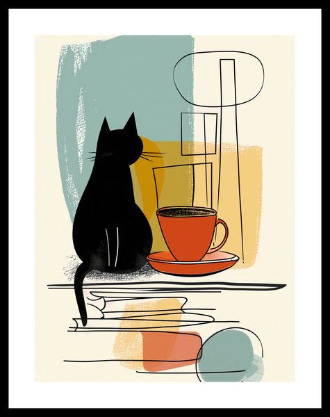 Plakat 30x40cm Kot i Kawa zdjęcie 3