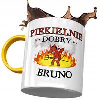 Kubek Żółty Dla Brunona Kolegi Męża Na Prezent Z Nadrukiem Ze Zdjęciem