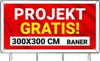SOLIDNY BANER REKLAMOWY plandeka 300X300 cm LAKIER UV PROJEKT GRATIS
