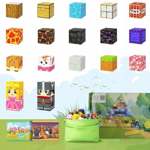 KLOCKI MAGNETYCZNE bloki MOCNE na magnes Zestaw 79 sztuk KLOCKÓW na Arena.pl