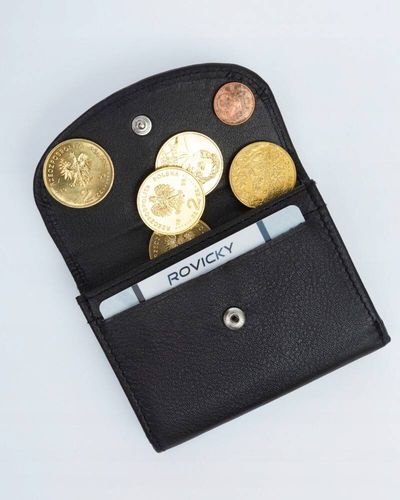 elegancki, mały portfel damski na zatrzask ze skóry naturalnej - rovicky na Arena.pl