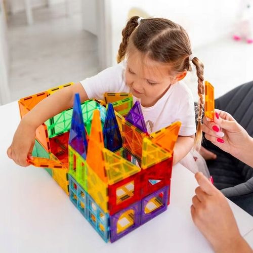 Klocki Magnetyczne 3D Konstrukcyjne Zestaw 100 elementów Edukacyjne DUŻE na Arena.pl