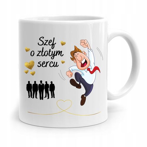 Kubek Prezent Dla Szefa O Złotym Sercu Z Nadrukiem Ze Zdjęciem na Arena.pl