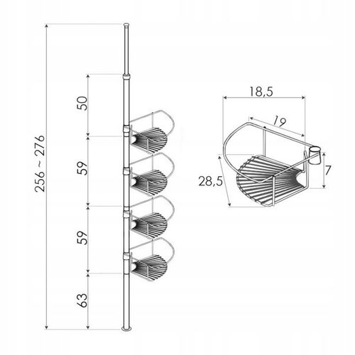 Półka łazienkowa narożna teleskopowa 4 półki do łazienki toalety WC na Arena.pl