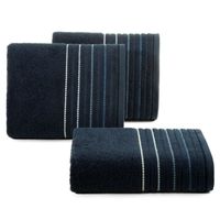 Ręcznik z ozdobną bordiura w pasy 50X90 GRANATOWY