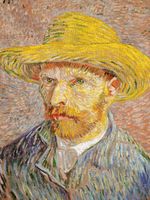 Plakat 60x80cm Self-Portrait with a Straw Hat, Van Gogh Vintage