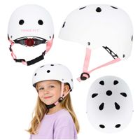 Kask Dziecięcy Rowerowy dla Dziewczynki Regulowany Rozmiar S 48-54 cm Biały