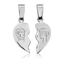 SREBRNY WISIOREK SERCE ŁAMANE DLA DWOJGA PRÓBA SREBRA 925