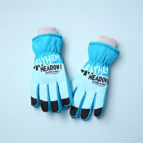 Rękawiczki Ortalionowe Ciepłe Grube Dla Chłopca Rękawice Narciarskie Błękit na Arena.pl