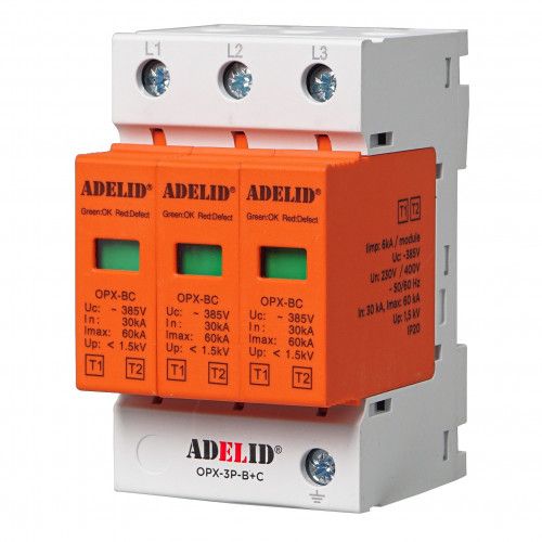 OGRANICZNIK PRZEPIĘĆ B+C 60KA 385V 3 POLA CE EN-61643-11 na Arena.pl