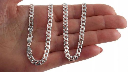 ŁAŃCUSZEK SREBRNY MĘSKI 925 NASZYJNIK PANCERKA SREBRO PEŁNE 5mm Grawer na Arena.pl