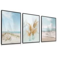 Zestaw 3X Plakat W Ramie Plaża Morze Wydmy Pejzaź Do Sypialni 30cm x 40cm