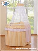 kosz mojżesza wiklinowy z baldachimem- little princess brzoskwiniowy