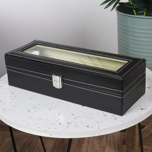 Pudełko Organizer Etui Pojemnik na Zegarki Czarne Przechowywania Zegarków na Arena.pl