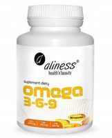 Aliness NATURALNE OMEGA 3-6-9 90 kaps.na Mózg Serce Wzrok Kwasy ALA EPA DHA