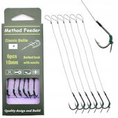 Haczyki Method Feeder na przyponie z igłą # 4 - 6 szt