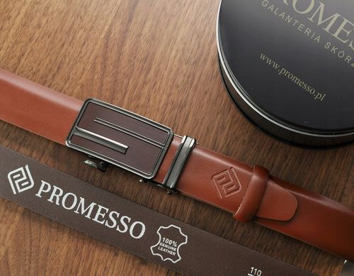 PROMESSO Męski pasek skóra z automat. klamra 100%PL + pudełko NA na Arena.pl