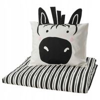 IKEA NATTHAGER KOMPLET POŚCIELI, czarny biały/zebra, 150x200/50x60 cm