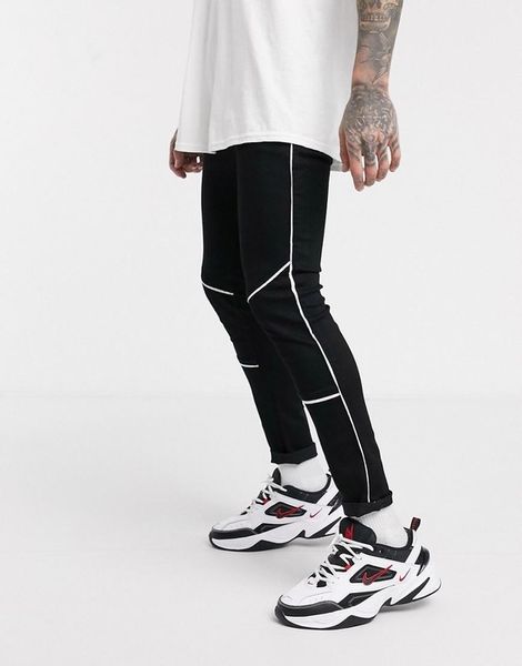 JEANSY DOPASOWANE CZARNE LAMPASY W26 L30 A05 zdjęcie 4