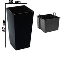 Doniczka wysoka z wkładem połysk Czarny H 570 mm