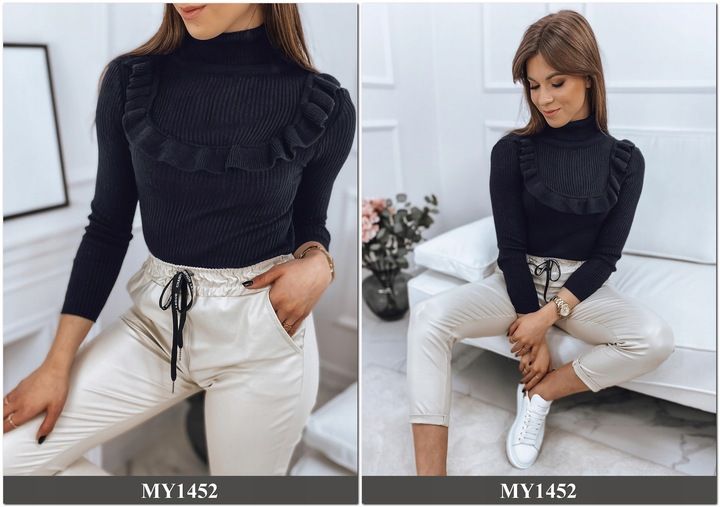 PRĄŻKOWANY SWETER DAMSKI GOLF KOLORY ox127 UNI zdjęcie 8