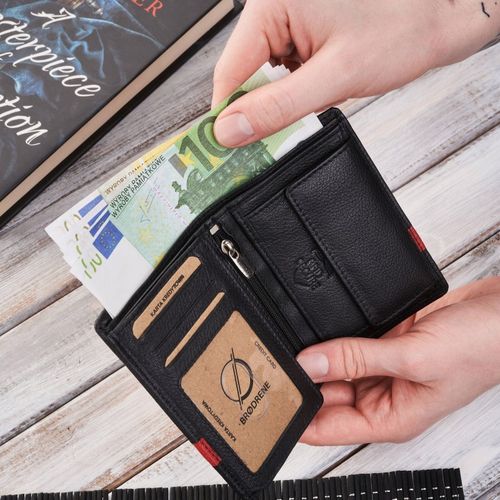 portfel męski skórzany pionowy czarny klasyczny brodrene g-117mn/blred na Arena.pl