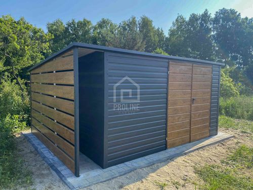 Schowek Domek Ogrodowy 4x3 wiata 0,5x3 brama dach spad w tył PLG166 na Arena.pl