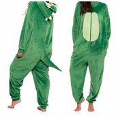 JEDNOCZĘŚCIOWY KOSTIUM MORAJ ONESIE ZABAWNY DINOZAUR Z KAPTUREM ZIELONY XXL